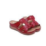 Niulatu Summer Women Wedge Sandals Premium Orthopedic Open Toe Sandals Vintage Anti-Slip Leather Casual Female Platform Retro Shoes DJSE