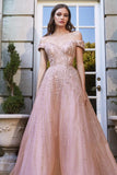 Niulatu A-line Off-The-Shoulder Sweetheart Tulle Prom Dress With HZ1007