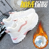 Niulatu Ladies Vulcanized Shoes Plus Fleece Thickened White Thick Sole Sneakers Furry Women's Shoes Short Boots Plush DJSE