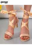 Niulatu Women 2025 New Simple Back Zipper Fishmouth High Heels Women Shoes Summer Fashion Stiletto Women Sandals DJSE