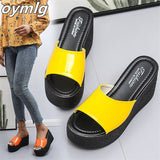 Niulatu slippers women's summer sponge cake platform sandals all-match seaside beach shoes fashion high-heeled flip flops DJSE