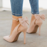 Niulatu Bow Pumps Women High Heels Pointed Toe Stiletto Pumps Sexy Party Woman Black Wedding Shoes Zapatos Mujer Dropshipping DJSE