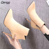 Niulatu Women 2025 Autumn/Winter High Heel Shoes Sexy Black Stiletto Pointed Toe Side Zipper Botines Casual Botas De Mujer DJSE