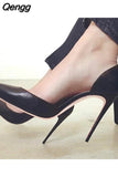Niulatu Black 12cm High Heels Shoes Woman Pumps Side Empty Pointed Toe Stilettos Sexy Wedding Shoes QKOU002 ROVICIYA DJSE