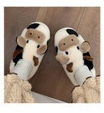 Niulatu Cotton Warm Home Slippers Women's Winter Anti-Skid Thick Bottom Plush Indoor Household Shoes Lovely Cow Animal Slipper DJSE