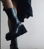 Niulatu Boots For Women Chunky Heel Brown Boots 2025 Autumn Winter Fashion Hot Sale Ins Brand Shoes Girls School DJSE
