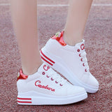 Niulatu for Women Sneakers 2025 Autumn Lace-up Platform White Shoes Women Ladies Embroidery Internal Increase Shoes Zapatos Mujer DJSE