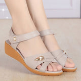 Niulatu Summer Sandals for Women Wedge Mid Heel Flat Designer Aged Shoes Slipper DJSE