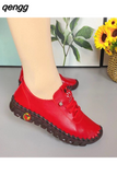 Niulatu Autumn Casual Women Shoes Platform Loafers 2025 Lace Up Leather Flats Slip-On Mom Shoe Mujer Zapatos Chaussure Femme DJSE