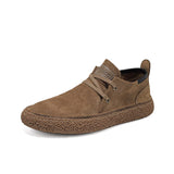 Niulatu Men's Suede Genuine Leather Casual Shoes Lace-up Men Light Comfortable Driving Flats Mens Outdoor Oxfords Shoe DJSE