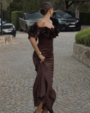 Niulatu Luxury Mermaid Evening Dress Off The Shoulder Long Prom Dress HZ1007