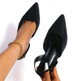 Niulatu Women's shoes Baotou shoes 2025new summer pointed toe high heels stiletto rhinestones back strap high heel sandals large size 43 DJSE