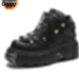 Niulatu Style Women Sneakers Lace-up 6CM Platform Shoes Woman Creepers Female Casual Flats Metal Decor New Platform Shoes Cozy DJSE
