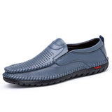 Niulatu Leather Men Shoes Summer Slip On Loafers Men Casual Leather Shoes Blue Flats Hot Sale Driving Shoes Moccasins DJSE