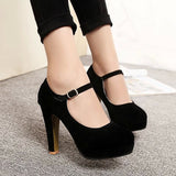 Niulatu Shoes Woman Pumps Ankle Strap Wedding Party Shoes Platform Dress Women Shoes High Heels Suede Ladies Shoes size42 DJSE