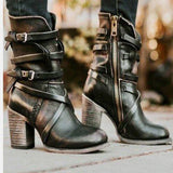 Niulatu Gothic Style Buckle Strap Round Toe Boots Women Shoes Zipper Boots Street haulage motor mujer zapatos fg45 DJSE