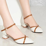 Niulatu Women Classic Pointed Toe High Quality Black Leather Buckle Strap Square Heel Shoes Lady Office Pumps Sapatos Femininas G288 DJSE