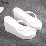 Niulatu Shoes Lady House Slippers Platform Slides Low on A Wedge Rubber Flip Flops Summer Sand New Woman's Candy Colors DJSE