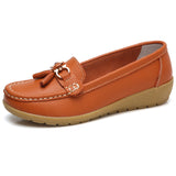 Niulatu Women Shoes Loafers Female Moccasins Shoes Summer Genuine Leather Women Flats Slip On Women Loafers Flats Tassel Plus Size DJSE