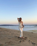 Niulatu White Spaghetti Straps Mermaid Long Evening Gown Prom Dress HZ1007