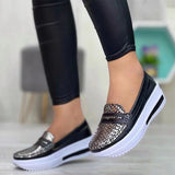 Niulatu Women's Vulcanized Shoes Platform Ladies Flat Walking Shoes Slip-on Shallow Pu Leather Causal Female Flats Comfort Woman DJSE