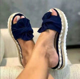 Niulatu Women Slippers Platform Wedge Sandals Fashion Bow Peep Toe Beach Outdoor Ladies Walking Shoes Plus Size Zapatilla Mujer DJSE