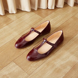 Niulatu Woment Flats Cow Leather Round Toe Women Simple Shoes Girls Elegant Footwear Mary Janes Low Heel 1 CM DJSE