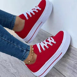 Niulatu Women's Canvas Shoes 2025 Summer European and American New Thick-soled Lace-up Canvas Shoes Women's Low-top Shoes DJSE