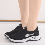 Niulatu Women's New Platform Sneakers Black Breathable Mesh Fashion Casual Women's Shoes Zapatillas Mujer Womens Shoes DJSE