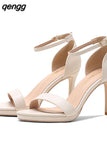 Niulatu Women Wedding Shoes 8cm High Heels Simplicity Basic Sandals Apricot Black Heels leather Pumps Lady AD1188 DJSE