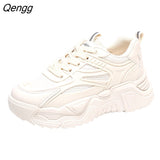 Niulatu Spring Bright Purple Chunky Shoes Women's Vulcanized Sneakers Platform Shoes Girls Light Weight Leather PU Sneaker DJSE