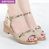 Niulatu Wedges Sandals Women Shoes New Brand Rhinestone High Heels Sandals 2025 Bling Summer Slippers Pumps 2 Style Women Shoes DJSE