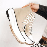Niulatu Women Platform Canvas Sneakers Lace-Up High Top Female Casual Shoes Fashion Zebra Pattern Lace Up Lady Sports Boots DJSE