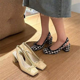 Niulatu Women Closed Ladies Shoes Square Heels Footwear Bow High Summer 2025 Pumps Heeled Red on Offer Daily F Vip Korea H DJSE