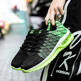 Niulatu Trendy Black Green Air Sneakers Men Shoes Non Slip Air Cushion Trainers Men Couple Flying Weaven Men Casual Sneakers DJSE
