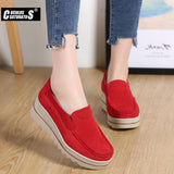 Niulatu Women Flat Platform Shoes Flats Women Cut-out Suede Leather Slip on Thick Heels Loafers Ladies Creepers Women 509 DJSE