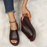 Niulatu Women Summer 2025 New Ethnic Style Wedge with Fish Mouth One Word Drag Cake Thick Bottom Women's Shoes Large Size DJSE