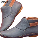 Niulatu Women Boots 2025 Fashion British Style Hook & Loop Flat With Round Toe Solid Casual Winter Boots Women Shoes DJSE
