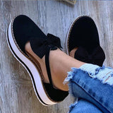 Niulatu Women Bowtie Platform Flat Loafer Summer Shoes Ladies Slip On Cover Heel Shoes Female Sewing Woman Fashion Footwear Plus Size DJSE