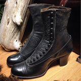 Niulatu Women's Boots Fashion Lace Knee High Boots Women Warm Shoes High Heeled Round Toe Winter Snow Boots Zip Mid-tube Boots DJSE