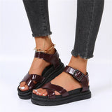 Niulatu Design Open Toe Platform Chunky Heel Punk Leisure women's Sandals Casual Buckle Black White Trendy Shoes Woman DJSE