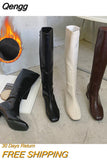 Niulatu Women Warm Long Boots Woman Knee High Booties Ladies Shoes Platform Thick Heel PU Leather Soft Zipper Woman Fashion Winter 2025 DJSE