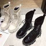 Niulatu Women Boots Black Sock Boots 2025 New Punk Gothic Women's Ankle Shoes Platform Shoes Women White Sock Boots Cool Ladies DJSE