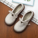 Niulatu Big Head Doll Shoes Lace-up Literary Short Boots Thick Bottom Ankle Boots Japanese Harajuku Style Flat Casual Shoes DJSE