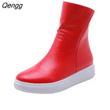 Niulatu Autumn Platform Boots Women Ankle Boots Casual Flat Short Boots Casual Shoes Sneakers Black White Red DJSE