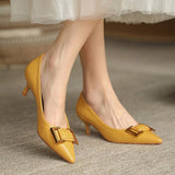 Niulatu Ol Office Lady Shoes Pointed Toe Pumps Women Dress Shoes Yellow High Heels Thin Heeled Ladies Shoes zapatos mujer 9067N DJSE