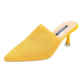 Niulatu Breathable High heels Mules slippers women 2025 summer shoes women Pointed Toe Thin Heels Fashion Party ladies shoes DJSE