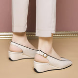 Niulatu Leather Women Shoes Slingbacks Wedges Pump Oxfords Brand Slip on Casual Shoes Moccasins Wild Driving Sandals Women DJSE