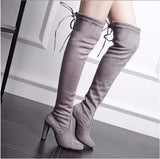 Niulatu Women Boot Fashion Suede Women Over The Knee Boot Lace Up Sexy High Heels Shoes Woman Slim Thigh High boot Women fr5 DJSE