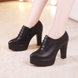 Niulatu 32-43 Deep Mouth Pumps Women Platform Shoes Block Heel 2025 Oxfords High Heels Shoes Soft Leather for Work Dance DJSE